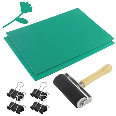 2 pezzi piastre in gomma per stampa linoleica, linoleum per incisione, blocchi per intaglio del timbro, verde, per fai da te, artigianato, timbri, progetti artistici, artigianato