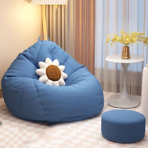 GWFBLID Sitzsack Riesensitzsack für Erwachsene mit Hocker Sitzsäcke mit Leinenimitat Sitzsack Sessel mit Rückenlehne,Sitzsack Lounge Sofa Sitzkissen oder Gaming Sitzsack geliefert mit Füllung