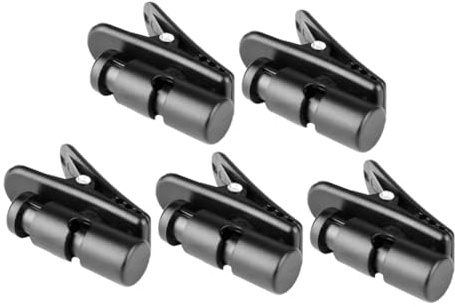 ELAYARD Sujetacables Clip para Micrófono y Auriculares 5 Piezas, Clips de Plástico Negro para Cable en Collar, Uso Práctico en Discursos y Actuaciones