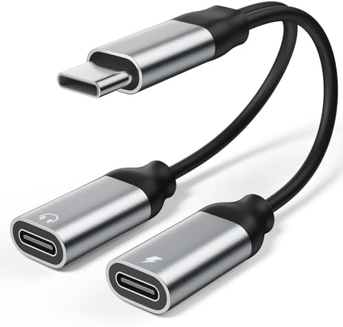 OLKIEQZ Double USB C Adaptateur Répartiteur 60 W（Musique Charge 2-en-1） Type C vers 2 Type C, Compatible avec 16/15/Samsung Galaxy/Google Pixel et Autres appareils USB-C