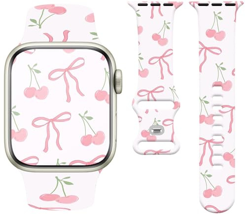 Vozehui Bow Sports Strap Compatible with Apple Watch Strap 38mm 40mm 41mm 42mm 46mm 45mm 44mm 49mm, Silicone Sports Bowknot Band for Women iWatch Series 11 10 9 8 7 6 5 4 3 2 1 SE Ultra/Ultra 2