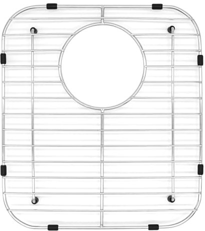 Metal Sink Protector Rack, 13.2 X 11.8 Inches, Stainless Steel Grate with Rear Drain Hole, Non-Slip Feet for Single Bowl Sinks