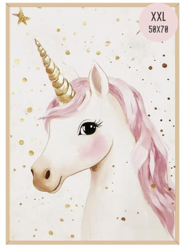 Things of Happiness Einhorn Poster für Kinder | Poster Unicorn Kinderzimmer | Wandbild mit Pferd als Geschenk zur Geburt, Taufe, Kindergeburtstag (Einhorn, 50x70 cm)