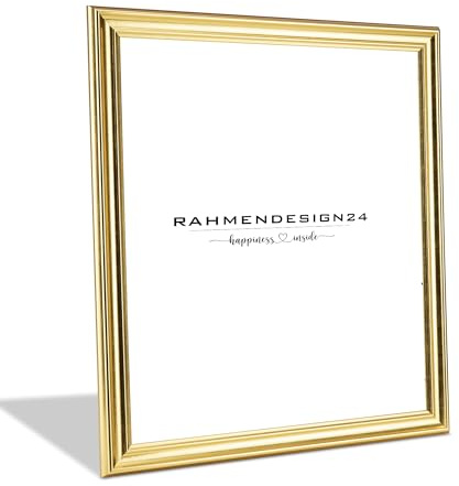 Rahmendesign24 Bilderrahmen Puzzlerahmen Atheno | Blattgold 21x29,7cm (DIN A4)| Barockrahmen Vintage Antik Stil | Klassischer Fotorahmen für Poster und Puzzle | Galerierahmen