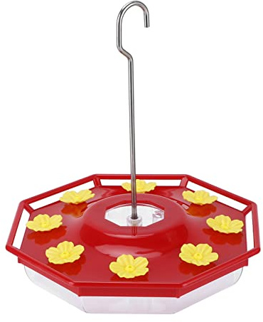 Acouto Läcksäker Kolibrifeeder, 16oz Hängande Fågelmatare med 8 Hamnar, Lockar Kolibrier Till Gård, Skaldesign och Blommatmatning Mun, Utomhus Trädgårdsdekoration