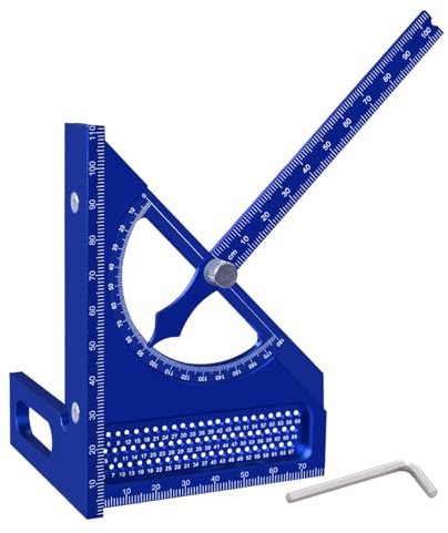 Transportador de aleación de aluminio de grado profesional, buscador de ángulo ajustable de 180 grados con marcas de medición de precisión para carpintería, construcción, proyectos de bricolaje