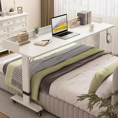 DSEWTEZXI Höhenverstellbar laptoptisch Tisch mit Rollen, Schlafzimmer betttisch mit schallwand, modern Mobile Arbeit Desk auf Rollen, pflegebett beistelltisch, für Zuhause und Krankenhaus.