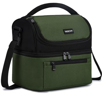 VASCHY Bolsa Termica Porta Alimentos Dos Compartimentos 13.4L | Nevera Portátil con Correa liviana y desmontable,Aislada y Resistente al Agua,Asa Superior Acolchada para Trabajo Picnic