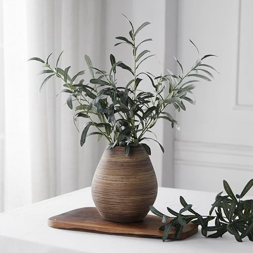21,5 cm Pampasgras Matte Keramik Runde Vase, Modernes Design, Boho Home Decor, Einfach Nordic Stil, Ästhetik, Wohnzimmer, Hochzeiten, Schlafzimmer Dekoration Vase, Hochwertige Handarbeit (Braun)