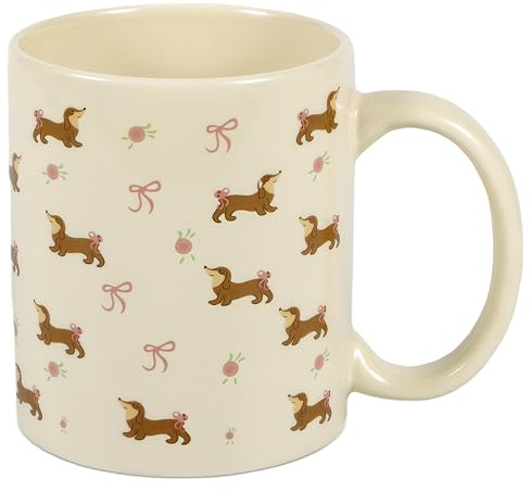trabag Taza de regalo de perro salchicha, regalo para el día de la madre, regalo para mujeres, Acción de Gracias y Navidad, decoración de perro salchicha (dachshund, arco)