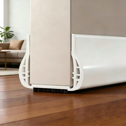PFSLiang 93cm Joint Brosse Isolation Phonique Porte, Bas de Porte Brosse, Auto-adhésif et Peut être Coupé à la Taille, Idéal pour l'isolation Contre Le Froid, Le Bruit & l'humidité (Blanc)