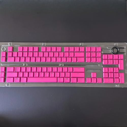 FRTEFSQ ABS tangentkåpor set kompatibelt med G813/G815/G913/G915 TKL, 109 knappar, genomskinlig, QWERTY USA-layout, mekanisk, RGB (rosa)