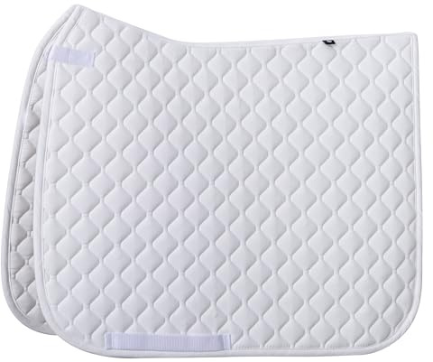 Imperial Riding Schabracke IRH Basic DR, Dressur-Schabracke aus Polyester-Twill mit doppelter Gurtstrupfenbefestigung und Billetstrap, Weiß, Pony