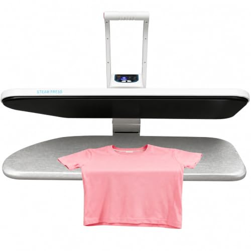 Plancha de vapor, 1600 W, prensa de vapor con pantalla LCD y 5 ajustes de tela, plancha digital para planchar a vapor, prensa de vapor para alisar ropa