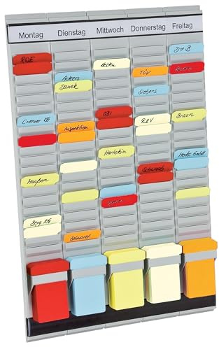 FRANKEN T-Kartentafel 5-Tage Wochenplaner, 31,5 x 49 cm, 5 Träger, 20 Schlitze, PV-SET1