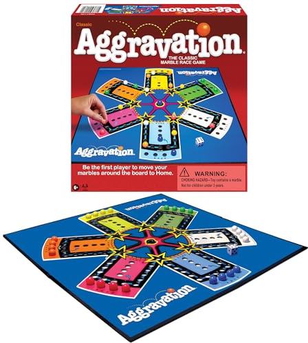 Aggravation with Retro Artwork by Winning Moves Games USA, The Classic Marble Race Game, Great for Kids, for 2 to 6 Players, Ages 6+