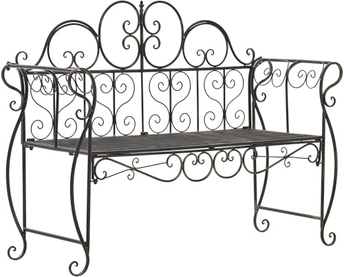 CLP Panchina da Giardino Minna, panchina in Metallo Stile Liberty Romantico con braccioli, Giardino, terrazza e Balcone, Portata 180 kg, Colore:Bronzo