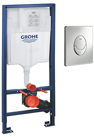 Grohe Rapid SL 2-in-1 Set für Wand-WC, 1, 13 M, 2-in-1 Set mit Betätigungsplatte Skate Air in Chrom, 38763001
