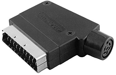 BestPlug Audio Video Adapter mit Schalter, Scart-Stecker männlich auf 6pol DIN Buchse Kupplung weiblich, Schwarz