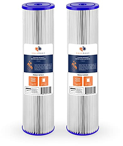 Aquaboon 1 Micron Whole House Pleated Sediment Water Filter Cartridge 20x4.5 Well Filter Replacement Compatible with ECP5-20BB, SPC-45-1005, 2 Pack