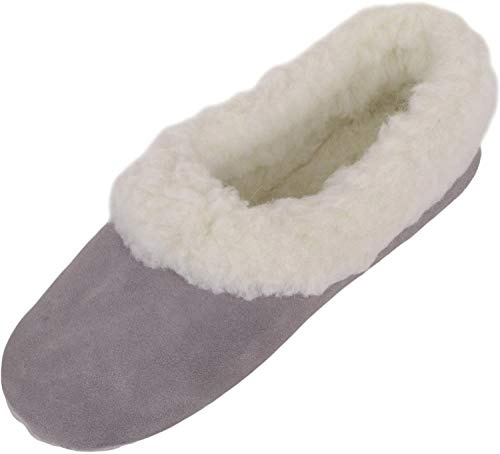 SNUGRUGS Women's Melissa Low-Top Wool Ballerina Slippers, Pastel Grey 6 UK / 39 EU