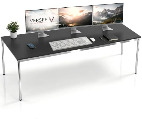 VERSEE Schreibtisch 180 x 80 cm Schwarz, stufenlos manuell höhenverstellbar 75,5–90 cm, bis 200 kg belastbar, SYSTEM8X, Made in Germany