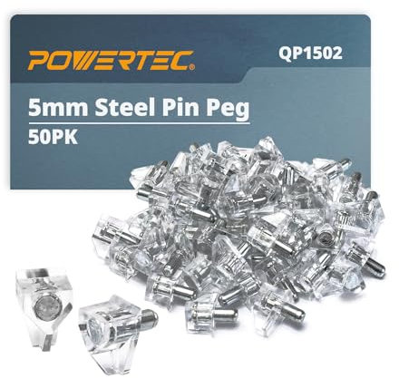 POWERTEC QP1502 Klare Halterung Regalstifte 5 mm, Kunststoff, 5 mm