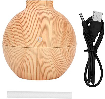 Humidificador Madera Difusores De Aceites Esenciales, Difusor De Mini Humidificador De Escritorio USB Led Air, para Dormitorio, Oficina(Grano De Madera Claro)