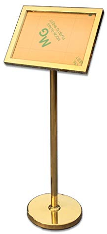Schiefe Ebene Schild-Halter mit Aluminium-Verschluss-Open Frame, 115cm Höhe, 32 cm Durchmesser Heavy Duty Runde Pedestal Plakat- und Ausstellungsstand, Stahlrahmen, (Farbe : Gold)