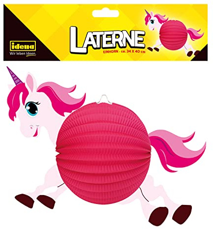 Idena 30227 - Laterne Einhorn, Größe 40 x 34 cm, Fabelwesen, St. Martin, Lichterfest, Laternenumzug, Advent, Weihnachten, Dekoration