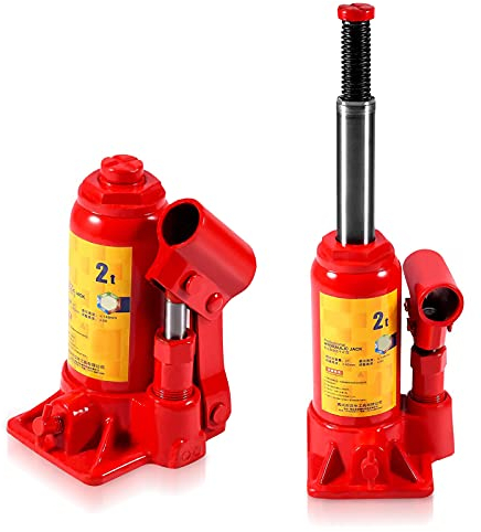 Hydraulic Bottle Jack, 2T Car Jack, Heavy Duty Hydraulic Bottle Car Jack, Portable Bottle Jack Lifting Plate for Car/Van/Boat/Caravan, Hydraulic Jack for Compact Low Chassis Car Saloon