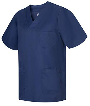 MISEMIYA - Abbigliamento Lavoro Unisex Collo Picco Maniche Corte Uniforme Clinica Ospedale Pulizia Veterinario IGIENE OSPITALITÁ - Ref.817 - X-Large, Blu Navy