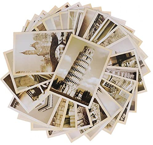 PiniceCore Weinlese-postkarten, 32pcs Reise-Postkarte Vintage Landschaft Gebäude-Foto Postkarte