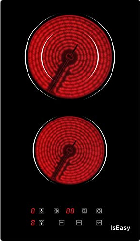 Plaque Vitrocéramique 2 Feux, Encastrable Plaque 2 Feux, Plaque de Cuisson en Vitrocéramique 2 Foyers- 3200W, 29cm