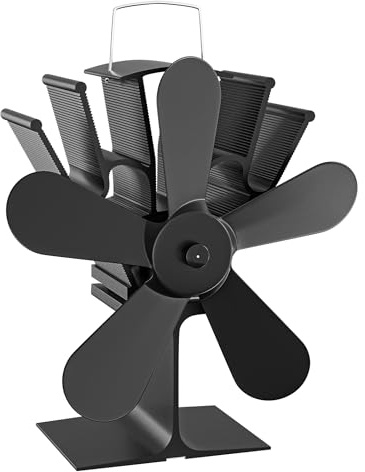 Wiltec Kaminofenventilator mit 5 Flügeln 70 bis 350°C, Ofenventilator ohne Strom, Kaminventilator für eine effiziente und umweltfreundliche Wärmeverteilung