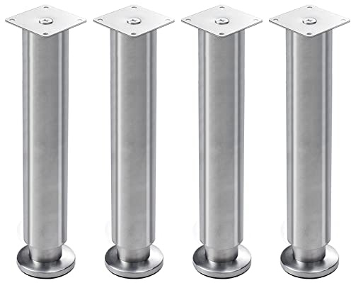 4 Stück Perfekte Möbelfüße,DIY Tischbeine,Bettfüße,Schrankbeine,Verstellfüße aus Gebürstetem Edelstahl,Tragfähigkeit bis zu 600KG,für Sofa,Sessel,Couchtische,mit Schrauben (50cm/19.7in)