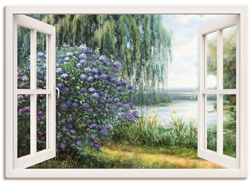 ARTLAND Wanddeko Leinwand Bilder Wandbild 100x70 cm Landschaften Fensterblick J4WF