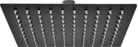 Inbagno Soffione Doccia Nero Opaco anticalcare, in Acciaio Inox, Attacco Universale 1/2” (20x20 cm, Quadrato)