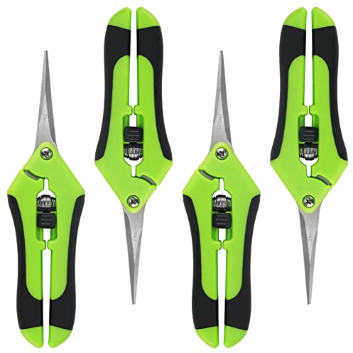 ZEONHEI 4 Stück 16,5cm Hand Gartenschere, Ernteschere Blütenschere Pflanz Schere Trimmschere Zweigstelle Pflanz Schere, Blumenschere für Schnittblumen und Zweige, Gerade Klinge