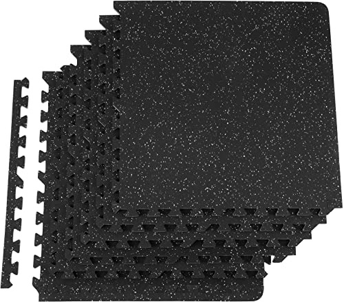 VEVOR 6 PCS 1/2 inch Thick Gym Floor Mats, 24 x 24 EVA Foam & Rubber Top Interlocking Workout Floor Mats with 24 sq.ft Coverage, Waterproof Exercise Puzzle Flooring for Gym, Home, Garage, Basement