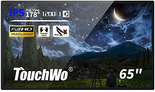 TouchWo 65 Zoll Interaktiver Touchscreen-Monitor, Smart Board mit Wandhalterung, Präsentations-Whiteboard All-in-One-Touchscreen-PC für Büro & Klassenzimmer, Core i3 4 GB RAM & 128 GB ROM