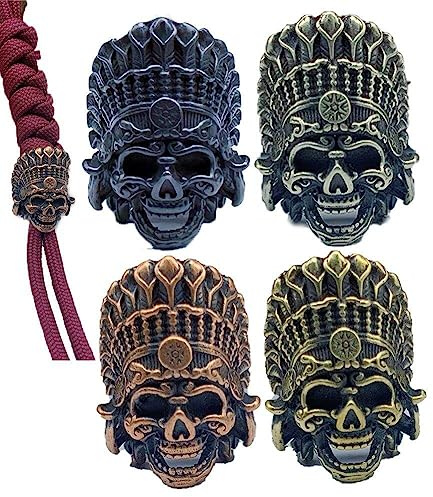 Luxylei Totenkopf-Lanyard-perlen, Afrikanischer Stammes-Messing, Gewebte Paracord-perlen, DIY-Handwerk, Armband, Schlüsselanhänger, Charm-anhänger, Zubehör