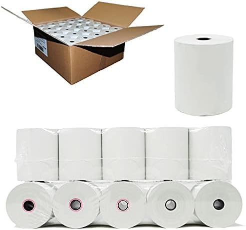 (50 Rolls - 48 GSM) 3 1/8 x 200 Thermal Paper Receipt Rolls (Actual Length 170-200 feet) fits all Clover POS Cash Register Printers, Star Micronics SCP700 TSP100 TSP300 TSP400