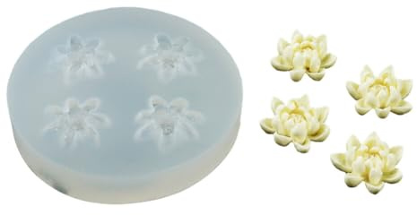 ikasus 3D Flower Lotus Silicone Mold for DIY Cupcake Cake Topper Decoration Jelly Shots Fondant Mold Crystal Handmade Ice Cream Soap Mould Chocolate Desserts Ice Cube Candy Gum Paste Pudding Type 2