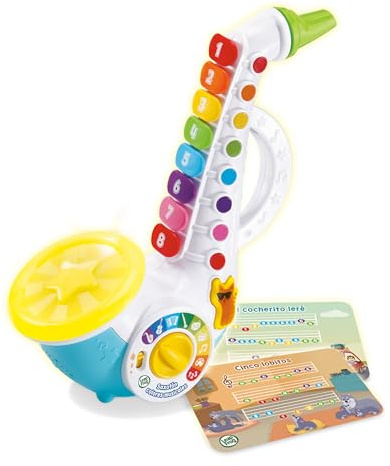 Leapfrog VTech - Saxofón Colores Musicales, Instrumento de música Infantil, Saxofón Interactivo con partituras de 4 Canciones, Juguete Musical, Regalo para niños +18 Meses, Versión ESP