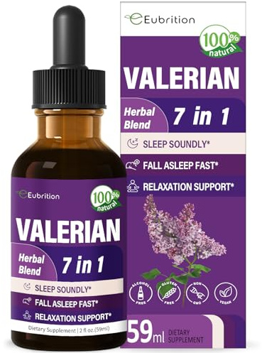 Eubrition Valerian Root Sleep Support Drops, Natural Herbal Supplement Tincture with Passion Flower and Chamomile Extract for Better Sleep & Relaxation. 2oz