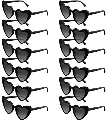 BOUBONI 6/12/24/48 Brillen Herz-Sonnenbrillen Vintage-Herzform Brille Bachelorette Sonnenbrillen für Damen Hochzeitsfeier