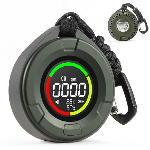 DS-100 Portable Carbon Monoxide Detector for Travel, 140H Standby, CO Detector with Magnetic Back, Rechargeable 3-in-1 CO Monitor with Audible & Visual Alarm for Camping, Hotel, Car & RV