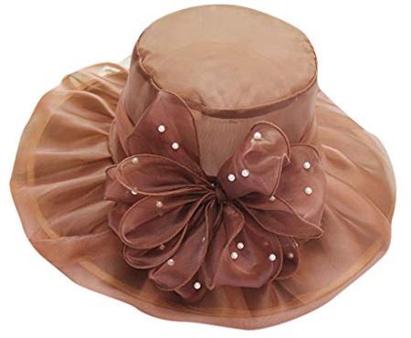 XIUH Damenhut Organza Hut Hochzeit Sonnenhut Blumen Strandhut Anlasshut Brauthut Strohhüte Sommerhut Party Hut Damenhut Sommer Hut Mit Schleier