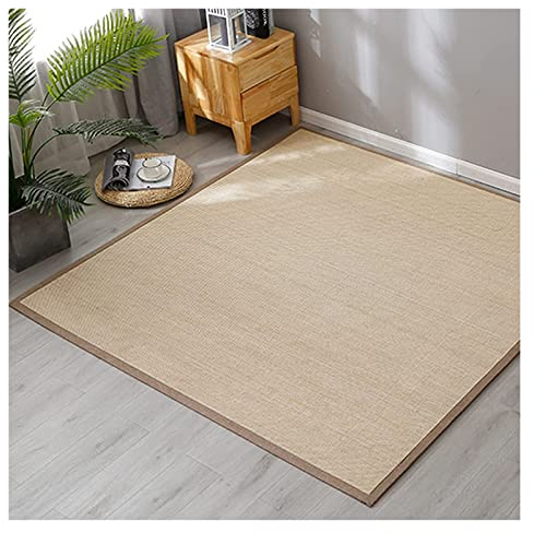 Teppich,Japanischer Stil Naturfasern Bambus Teppich Großes Gebiet Balkon Teetisch Tatami Erker Decke 1,5cm Dick Bambusmatte rutschfest mit Bordüre Anpassbar Teppich, 3 Farben